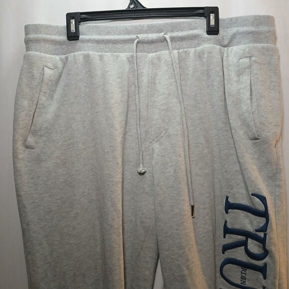 True Religion Mens Jogger Sweatpants Size 2XLCotton Blend Blue Lettered Gray - Picture 7 of 13